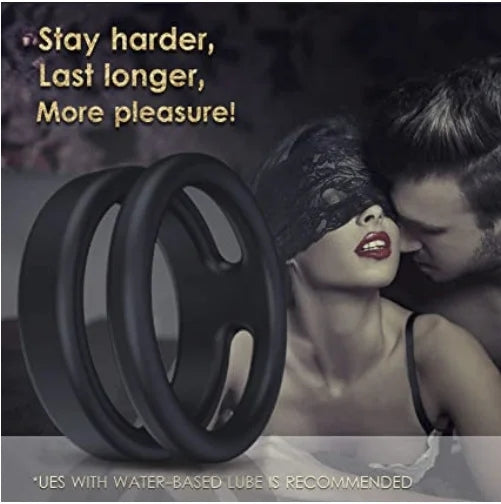 Silicone Dual Penis Ring, Premium Stretchy Erection Cock Ring Erection Enhancing Sex Toy