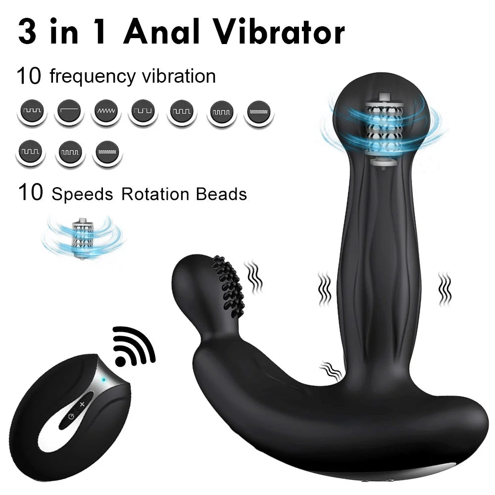 Prostate Massage Vibrator Remote Control Anal Toy with Rotating Beads ZhenDuo Sex Shop Prostate Massage Vibrator Remote Control Anal Toy with Rotating Beads ZhenDuo Sex Shop