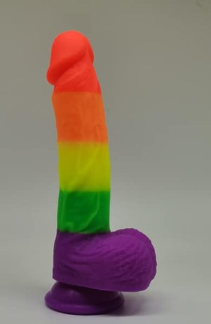 Realistic Lifelike Silicone Dildo, with Suction Cup Hands-Free, for G-Spot Stimulation Anal Sex Toys 7.7"-ZhenDuo Sex Shop-Rainbow-ZhenDuo Sex Shop