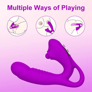 Rose Double Arousal Handheld Clit G-spot Vibrator