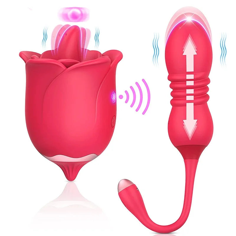 Remote Control Tongue Licking Rosebud Adult Toy Retractable Vibrating   ZhenDuo Sex Shop