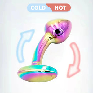 Colorful Temperature Play Aluminum Alloy Butt Plug Prostate Massager