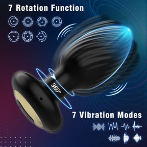 360 Degree Rotating Men Prostate Massager Remote Control Vibrating Butt Plug with 9 Vibrating Rotation Mode