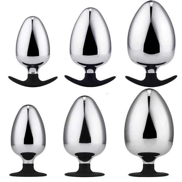 Stainless Steel Anal Plug Big Egg-shaped Anal Expander Sex Toy For Adults