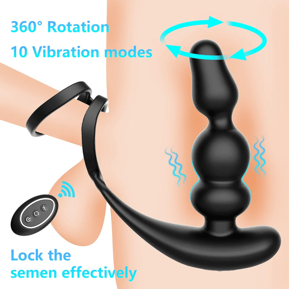 Wireless Remote Control 360 Rotatary Prostate Vibrator With Dual Ring ZhenDuo Sex Shop Wireless Remote Control 360 Rotatary Prostate Vibrator With Dual Ring ZhenDuo Sex Shop