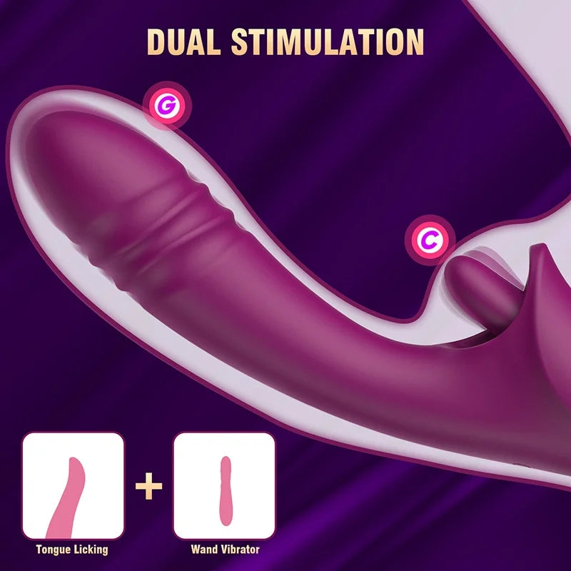 2-in-1 Tongue-licking Thrusting G-spot Vibrator