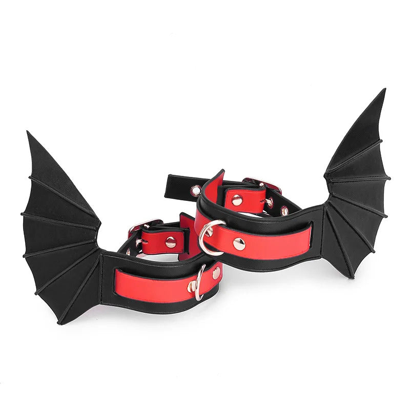Bat Wings Leather BDSM Bondage Handcuffs Sex Toy ZhenDuo Sex Shop Bat Wings Leather BDSM Bondage Handcuffs Sex Toy ZhenDuo Sex Shop