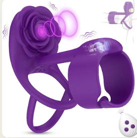 Aphrodite Vibration Cock Ring with Clit Stimulator Rose Toy for Couples