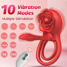 Rose Shackle Remote Control Dual-Motor Vibration Penis Ring