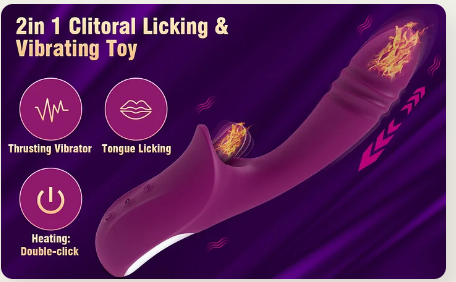 Unleash Ultimate Pleasure with the 2-in-1 Tongue-Licking Thrusting G-Spot Vibrator
