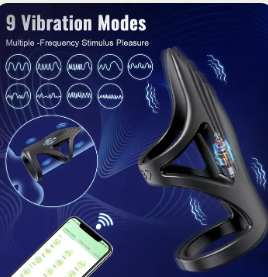 App Remote Control Vibration Double Penis Rings For Couple
