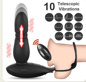 Thrusting Vibrating Prostate Massager With Double Rings.