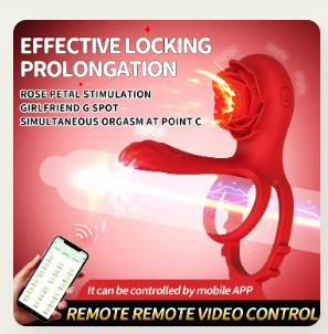 Adjustable App Remote Control Rose Penis Rings & G-spot Vibrator
