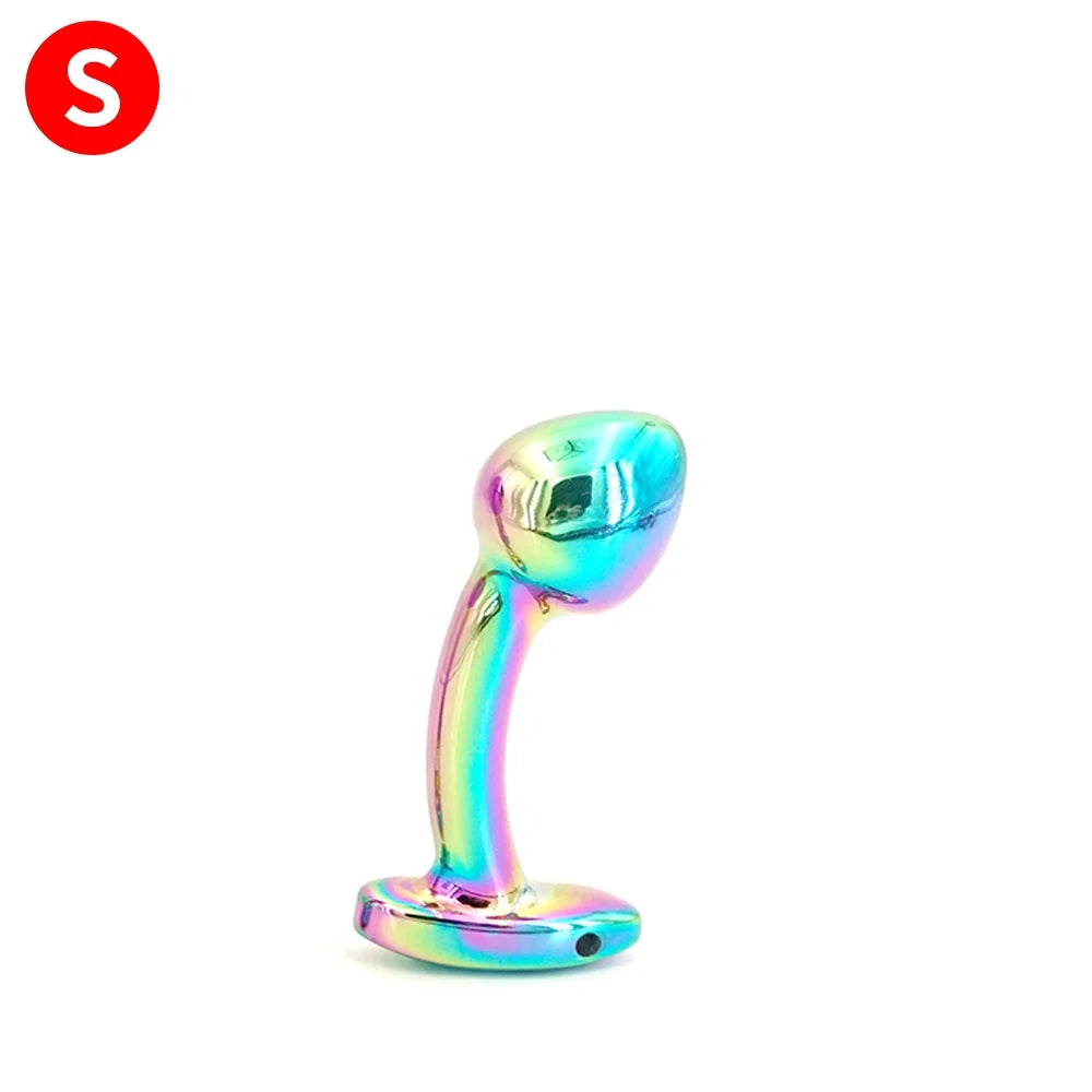 Colorful Temperature Play Aluminum Alloy Butt Plug Prostate Massager