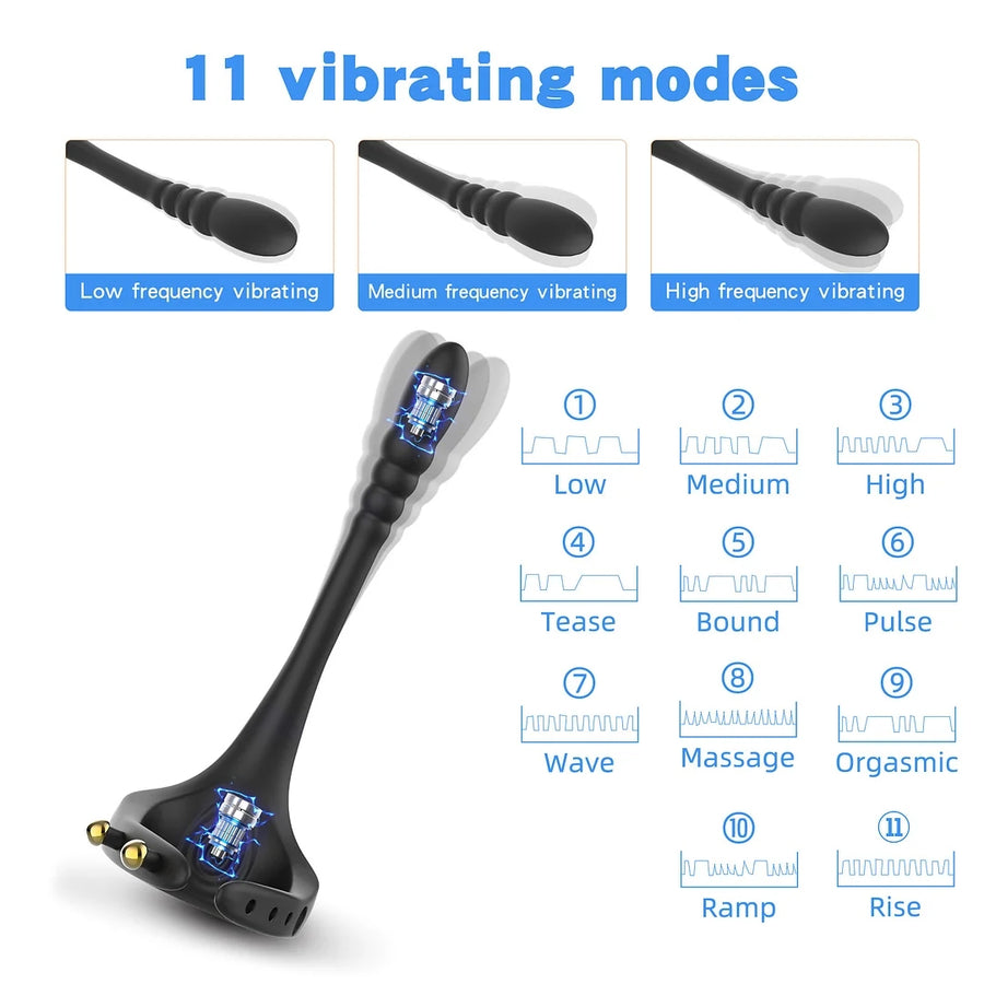 Wireless Remote Control Vibrating Penis Ring With Prostate Massager