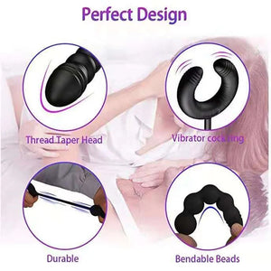 Vibrating Anal Beads Prostate Massager With Cock Ring Couple Sex Toy