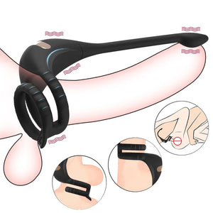 Dragon Knight - App/Remote Control Double Penis Ring Scrotal Sleeve With Anal Plug