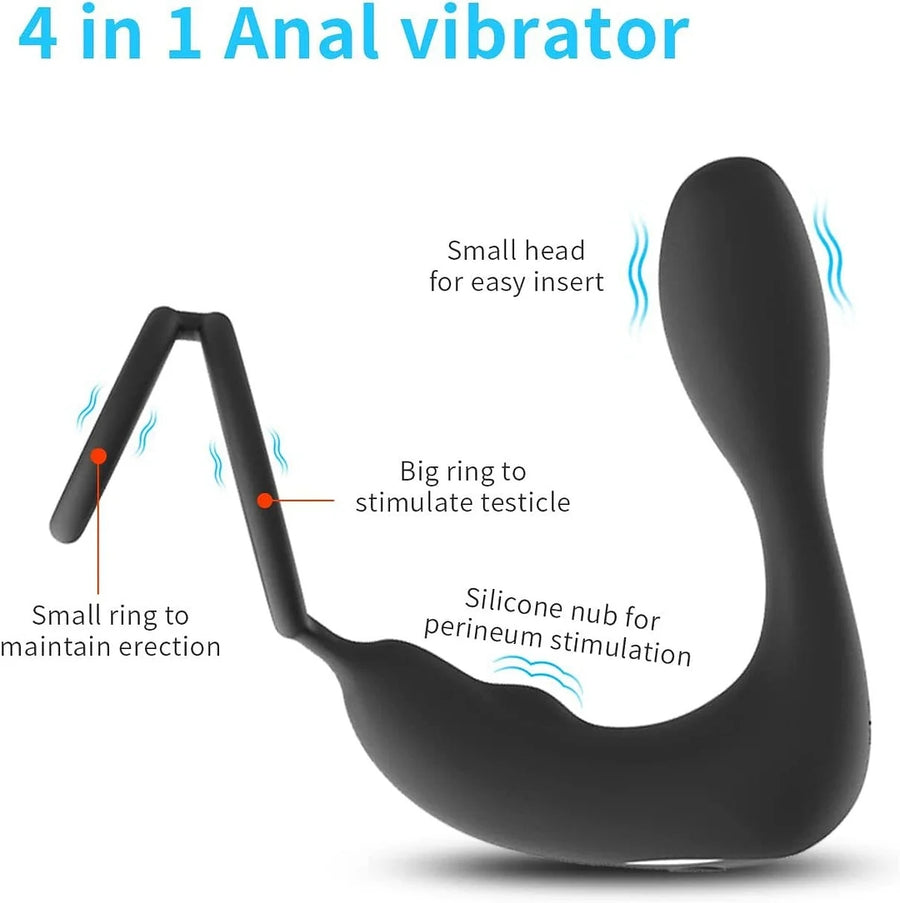 4-in-1 Vibrating Prostate Massager With Penis Rings