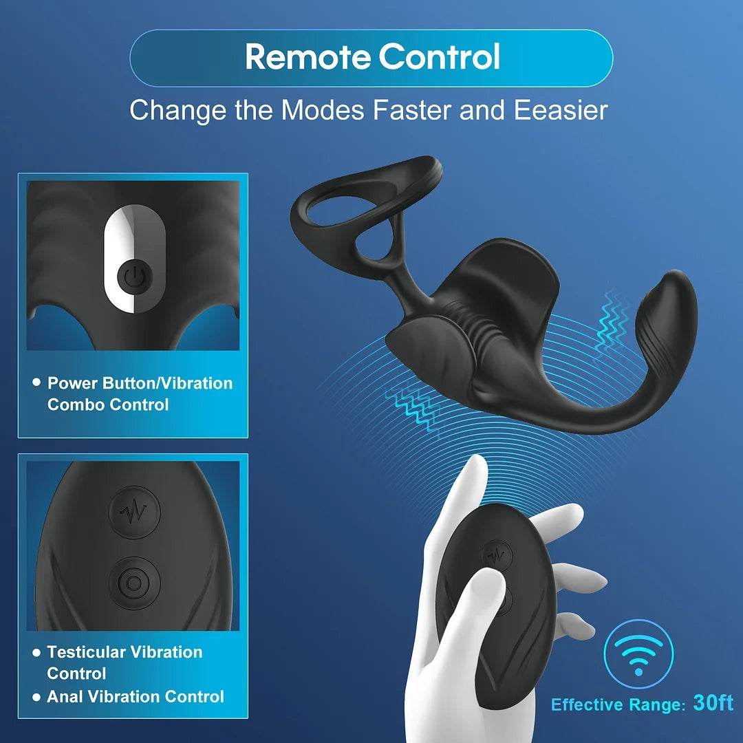3-in-1 Vibration Testicle Prostate Massager With Penis Ring ZhenDuo Sex Shop 3-in-1 Vibration Testicle Prostate Massager With Penis Ring ZhenDuo Sex Shop