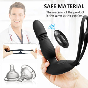 Thrusting Vibrating Prostate Massager With Double Rings