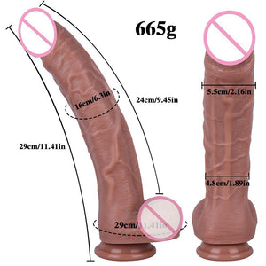 Realistic Color Adult Men Flexible Silicone Dildo 29cm