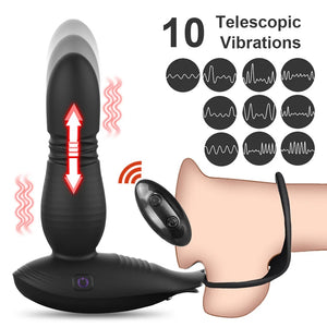 Penis Massage Thrusting Vibrating Prostate Massager With Double Rings