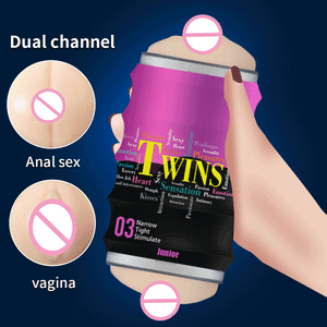 Male Masturbation Cup Dual Channel Silicone Realistic Vagina Adult Penis Pussy Masturbator For Men