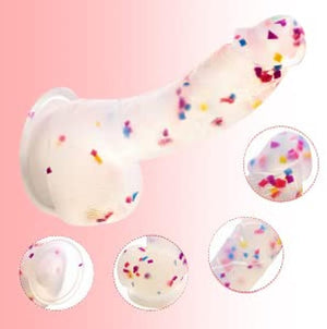 7.6 Inch Colorful Liquid Realistic Dildos, Medical Silicone, with Powerful Suction for Women/Men/Gay-ZhenDuo Sex Shop-ZhenDuo Sex Shop