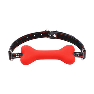 Bondage Silicone Leather Dog Bones Gag Mouth Pet Bone Bite Ball Gag BDSM Fetish