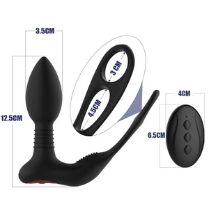 Prostate Massager Anal Vibrator Double Ring Butt Plug Wireless Remote