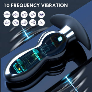 10 Modes Vibration Metal Anal Beads Butt Plug Prostate Massager Remote Control Vibrator