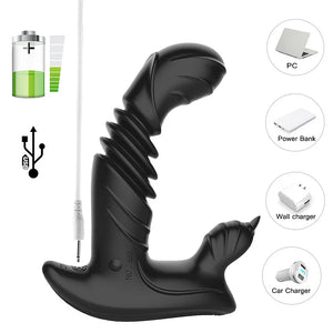 INS 20 Speed Double Shock Telescopic Prostate Massager