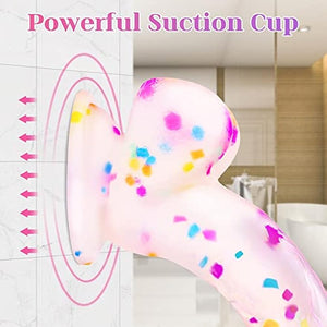 7.6 Inch Colorful Liquid Realistic Dildos, Medical Silicone, with Powerful Suction for Women/Men/Gay-ZhenDuo Sex Shop-ZhenDuo Sex Shop