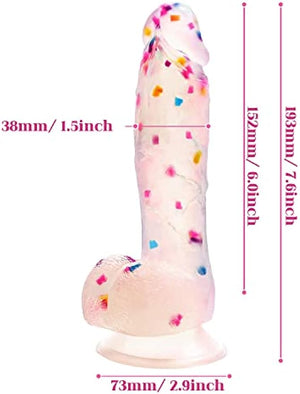 7.6 Inch Colorful Liquid Realistic Dildos, Medical Silicone, with Powerful Suction for Women/Men/Gay-ZhenDuo Sex Shop-ZhenDuo Sex Shop
