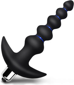 Vibrating Anal Beads Butt Plug - Flexible Silicone 16 Vibration with Bullet Vibrator