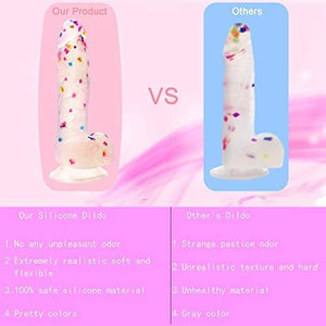 7.6 Inch Colorful Liquid Realistic Dildos, Medical Silicone, with Powerful Suction for Women/Men/Gay-ZhenDuo Sex Shop-ZhenDuo Sex Shop