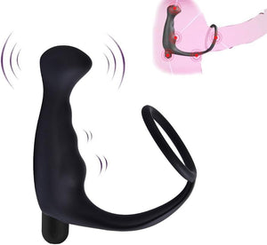 Vibrating Prostate Massager Penis Lock Ring with 10 Strong Vibration Modes