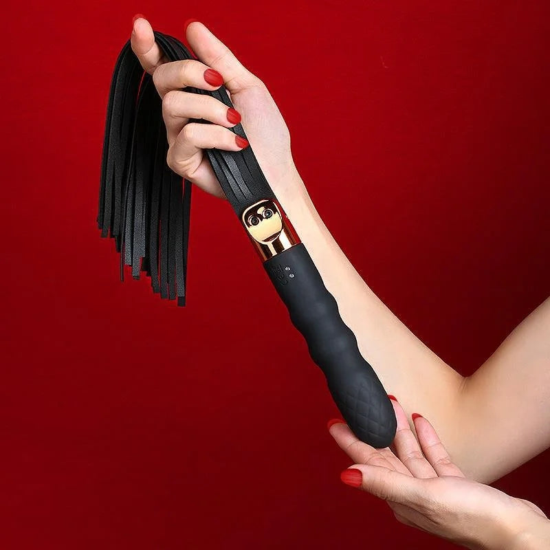Bdsm Vibrating Anal Beads & Leather Whip