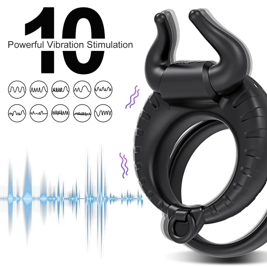 Bullfighting Double Rings Vibrating Penis Ring For Couples
