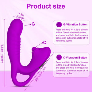 Rose Double Arousal Handheld Clit G-spot Vibrator