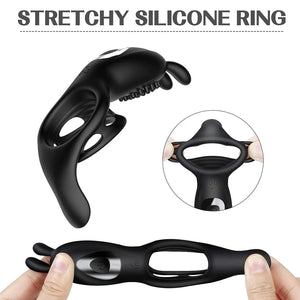 Remote Control 9 Frequency Vibrating Cock Ring Rabbit Ear Penis Ring
