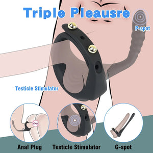 Wireless Remote Control Vibrating Penis Ring With Prostate Massager
