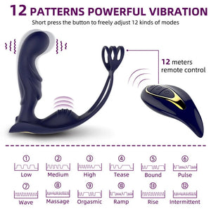Wireless Remote Control Vibrating Male Prostate Vibrating Massager Penis Ring