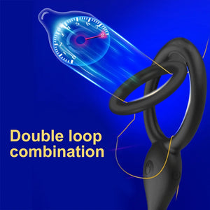 Levi - Wireless Remote Control Double Penis Rings Vibrating Egg For Couples
