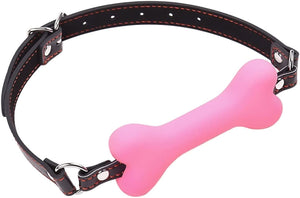 Bondage Silicone Leather Dog Bones Gag Mouth Pet Bone Bite Ball Gag BDSM Fetish