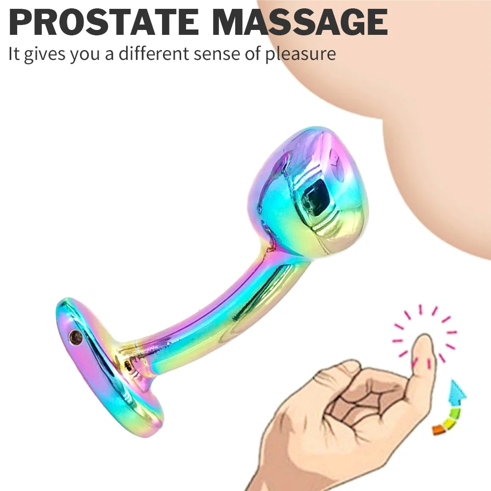 Colorful Temperature Play Aluminum Alloy Butt Plug Prostate Massager
