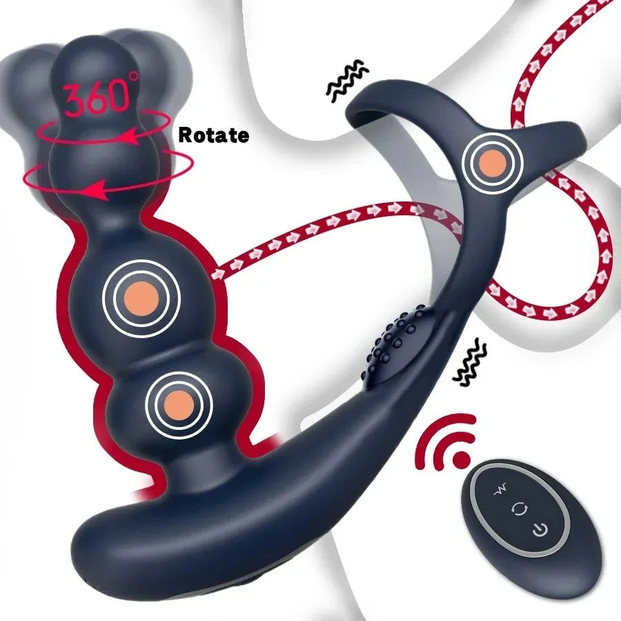 Wireless Remote Control 360° Rotating Vibrating Prostate Massager