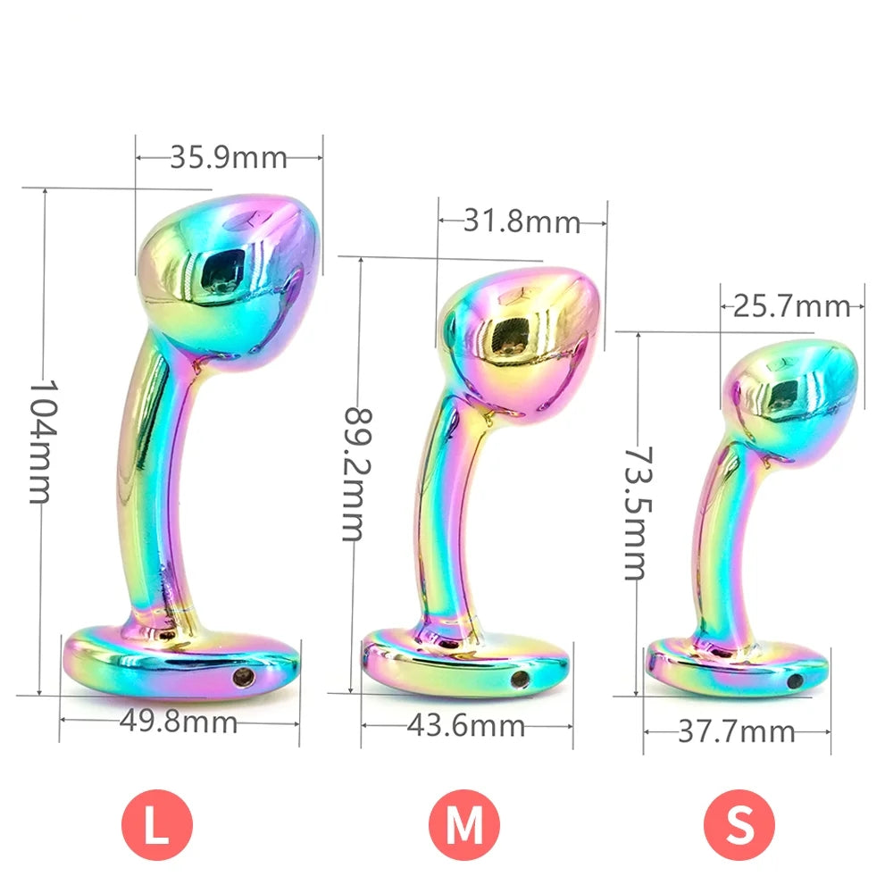 Colorful Temperature Play Aluminum Alloy Butt Plug Prostate Massager