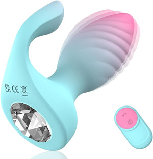 2 in 1 Remote Control Adult Sex Toys Anal Plug Stimulator with 10 Vibrating Frequencies, Dual Motors with Crystal Diamond