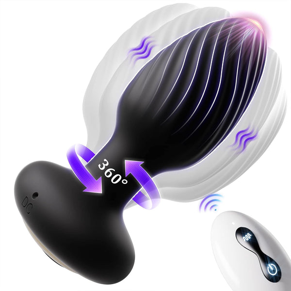 360 Degree Rotating Men Prostate Massager Remote Control Vibrating Butt Plug with 9 Vibrating Rotation Mode
